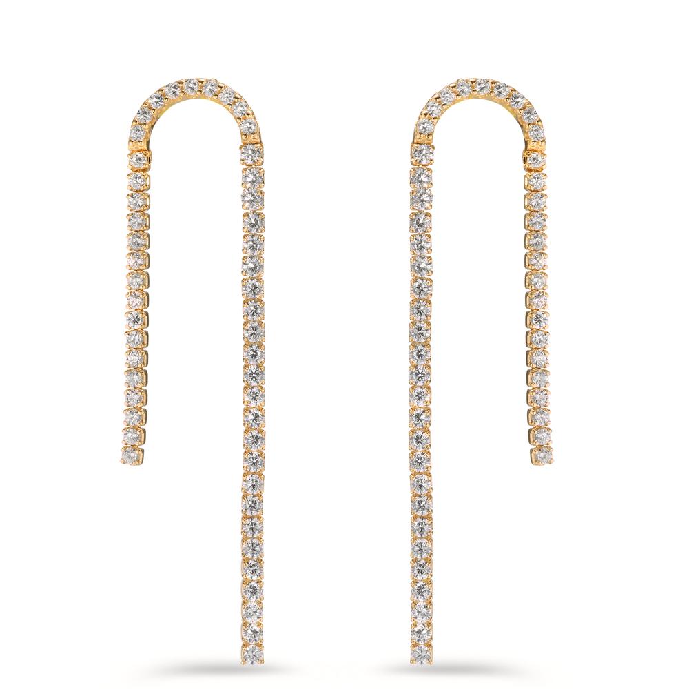 Drop Earrings Silver Zirconia 100 Stones Yellow Gold plated