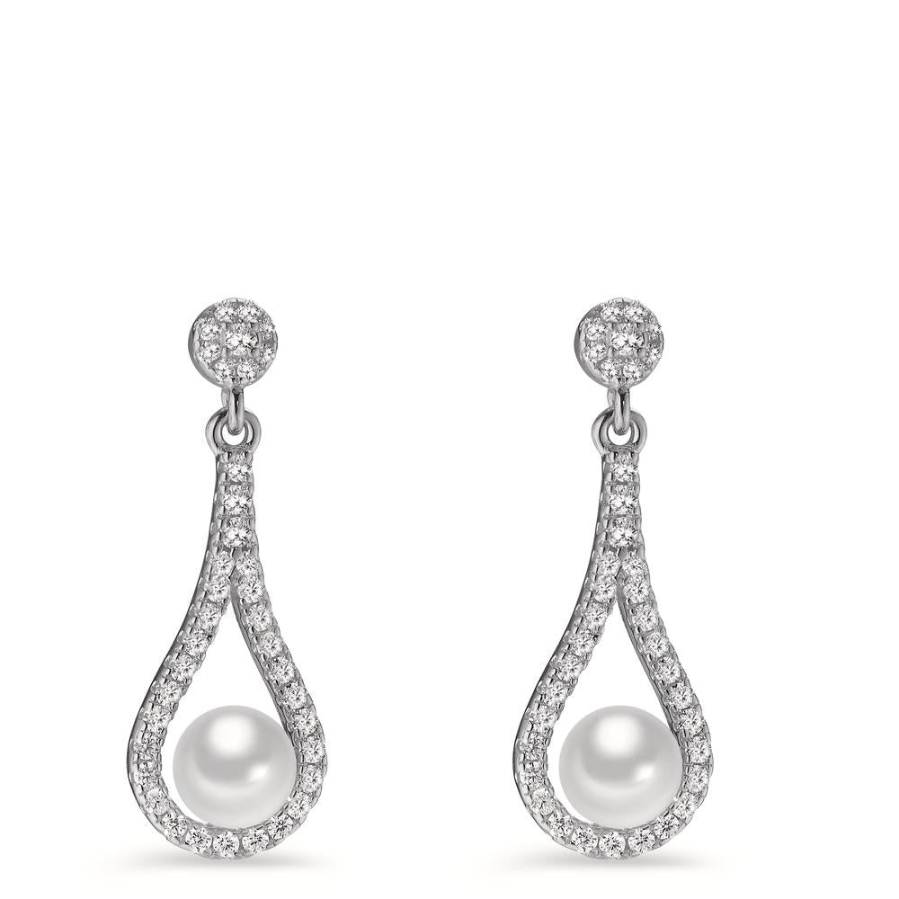 Drop Earrings Silver Zirconia Rhodium plated Shining pearls