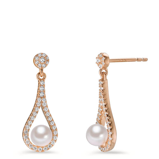 Drop Earrings Silver Zirconia Rose Gold plated Shining pearls