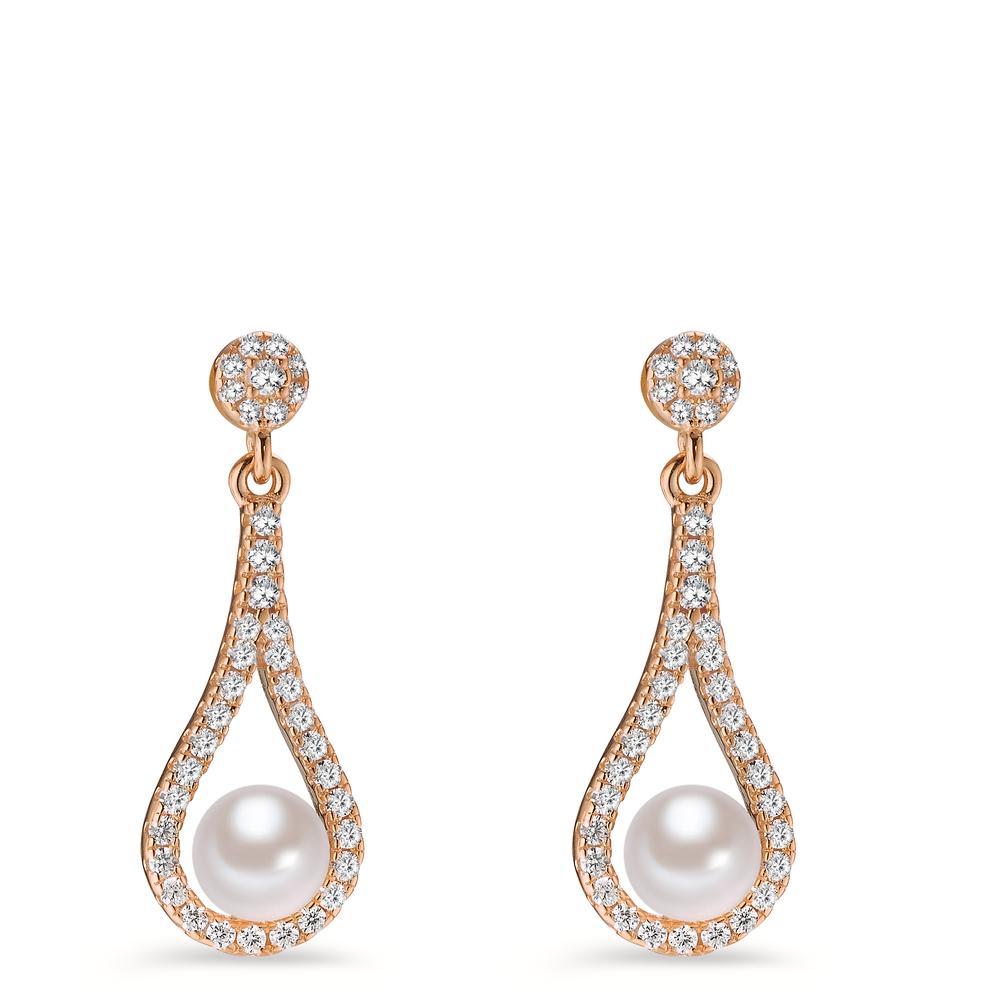 Drop Earrings Silver Zirconia Rose Gold plated Shining pearls