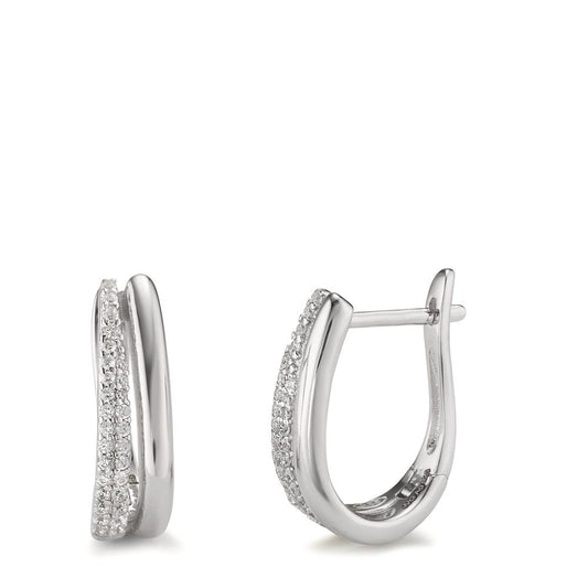 Hinged hoop Silver Zirconia 50 Stones Rhodium plated