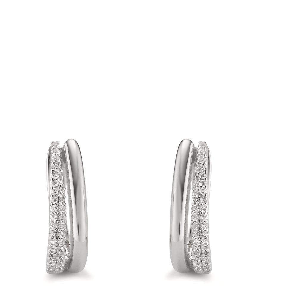 Hinged hoop Silver Zirconia 50 Stones Rhodium plated