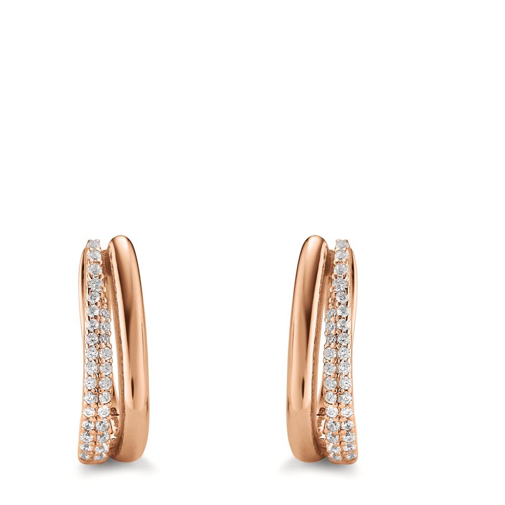 Hinged hoop Silver Zirconia 50 Stones Rose Gold plated