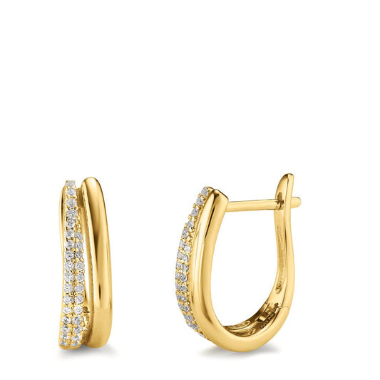 Hinged hoop Silver Zirconia 50 Stones Yellow Gold plated