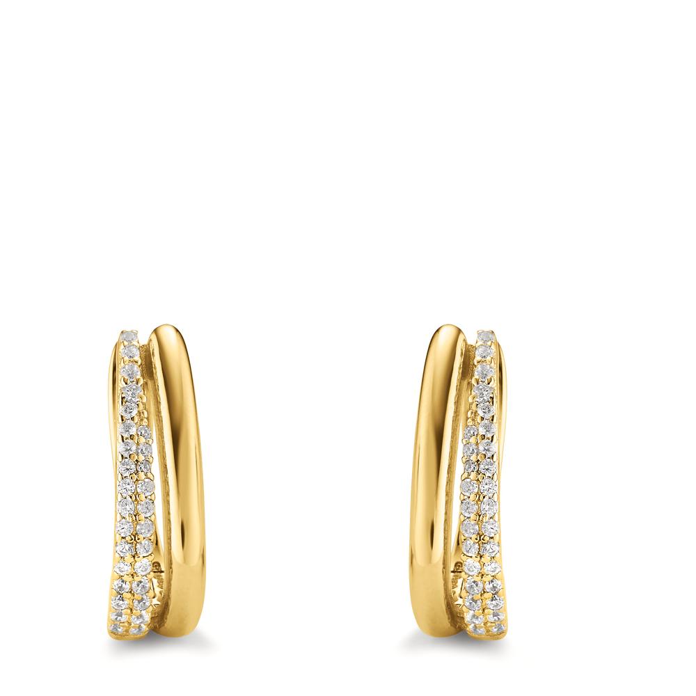 Hinged hoop Silver Zirconia 50 Stones Yellow Gold plated