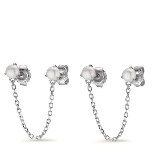 Earrings Silver Rhodium plated Freshwater pearl