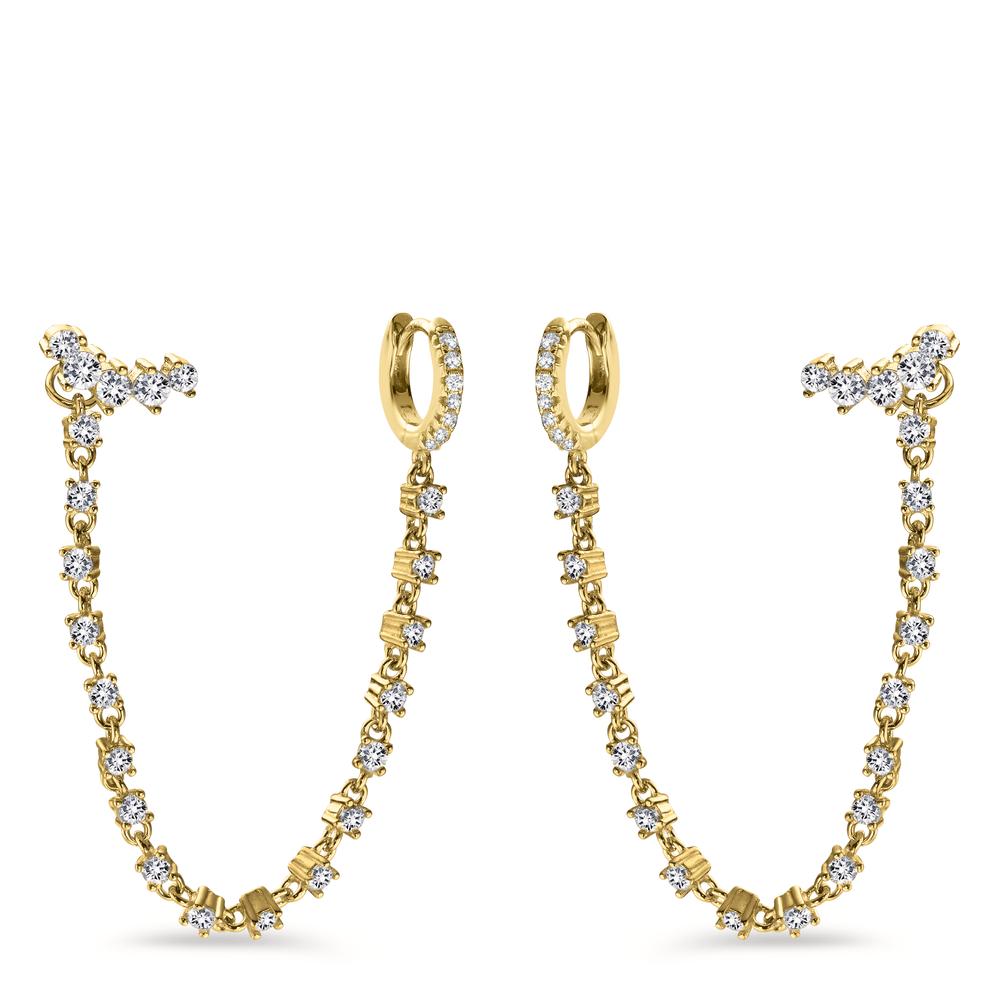 Earrings Silver Zirconia White Yellow Gold plated