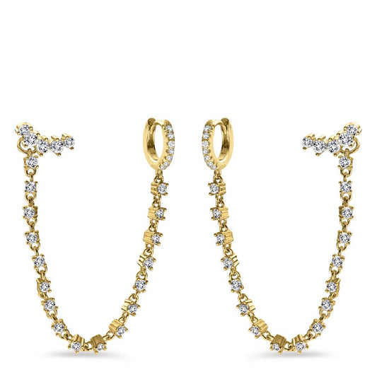 Earrings Silver Zirconia White Yellow Gold plated