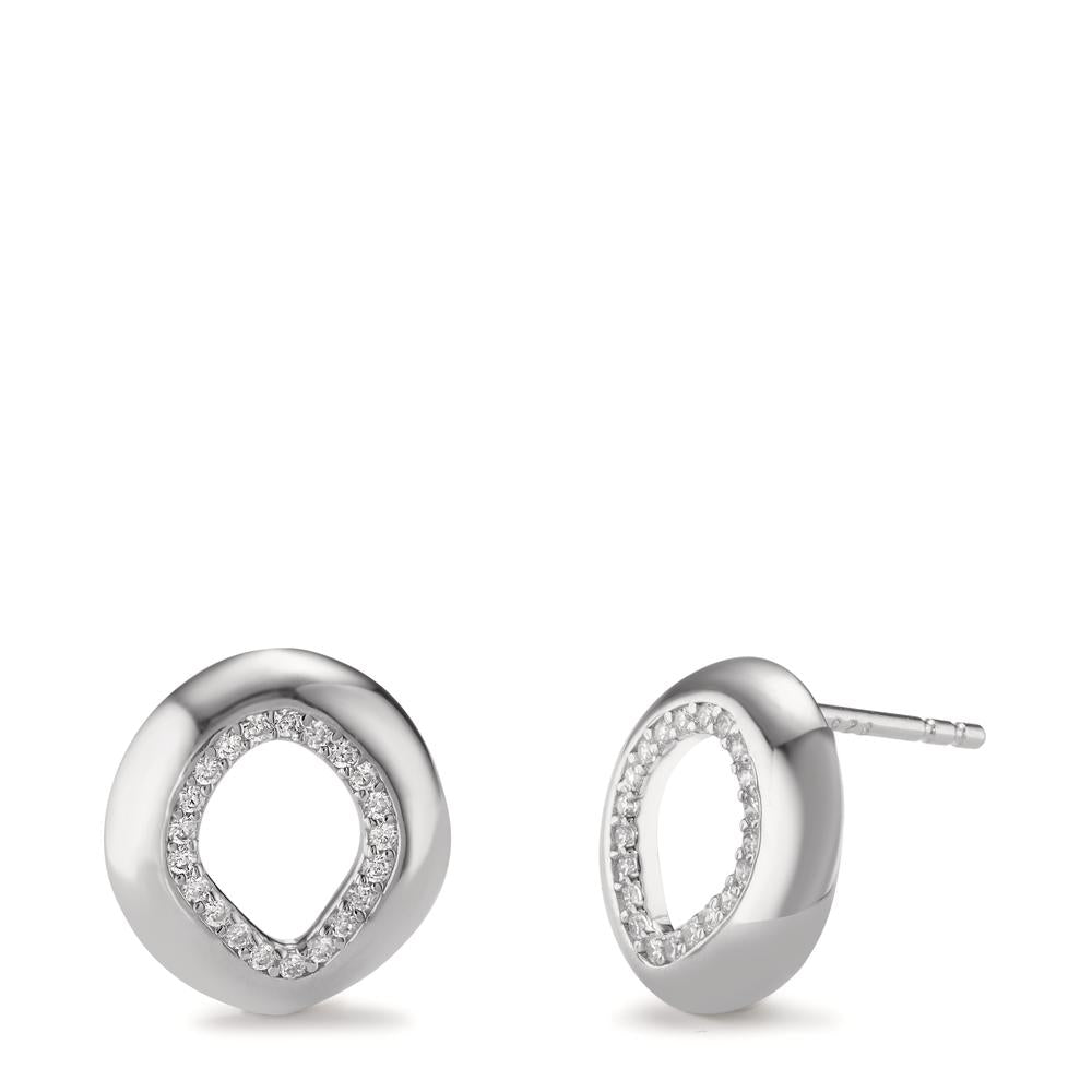 Stud earrings Silver Zirconia Rhodium plated Ø12 mm