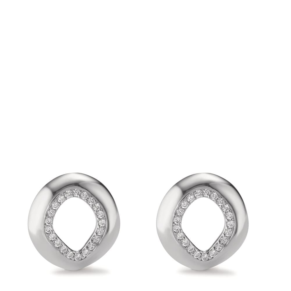 Stud earrings Silver Zirconia Rhodium plated Ø12 mm