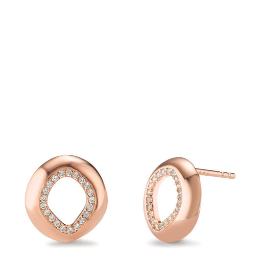 Stud earrings Silver Zirconia Rose Gold plated Ø12 mm