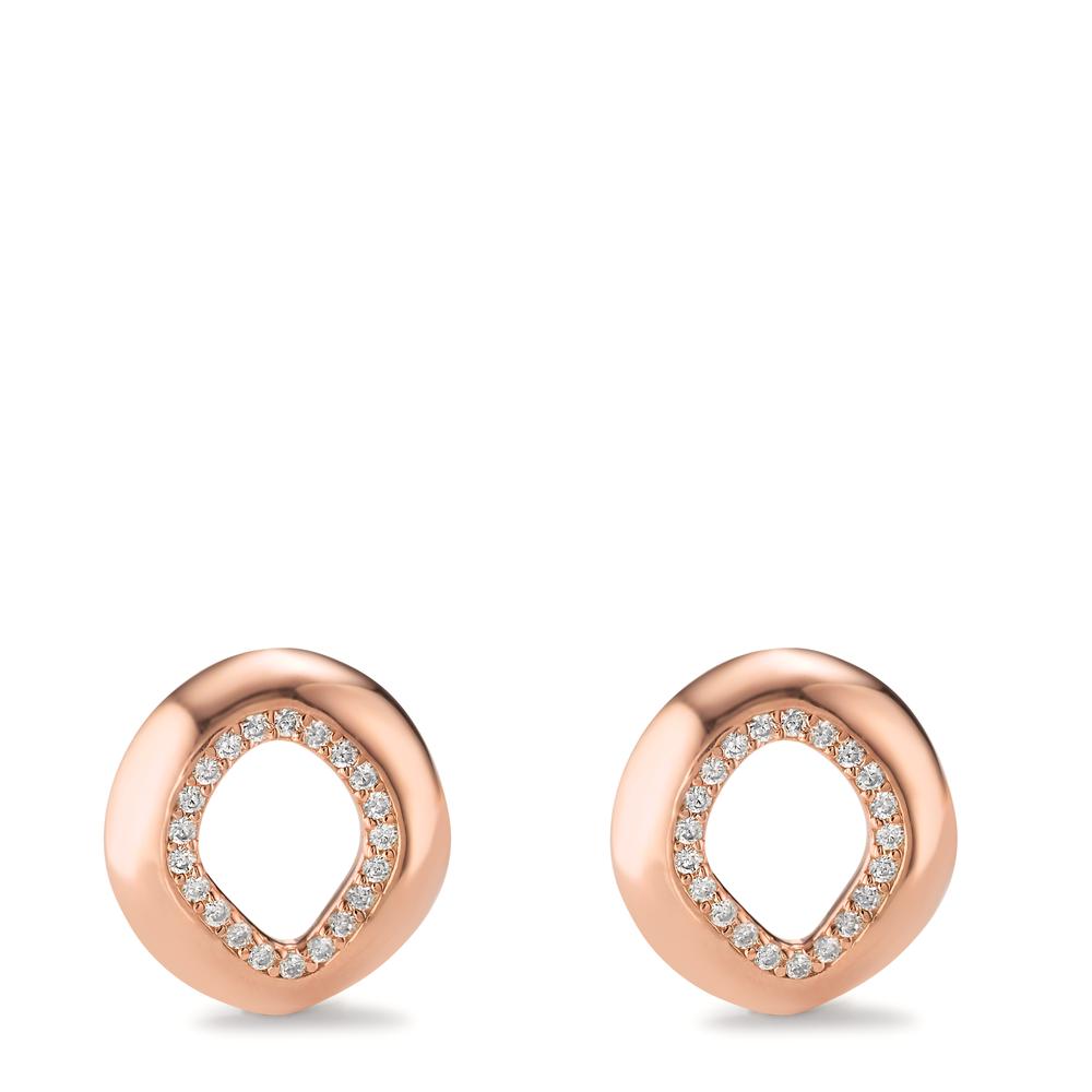 Stud earrings Silver Zirconia Rose Gold plated Ø12 mm