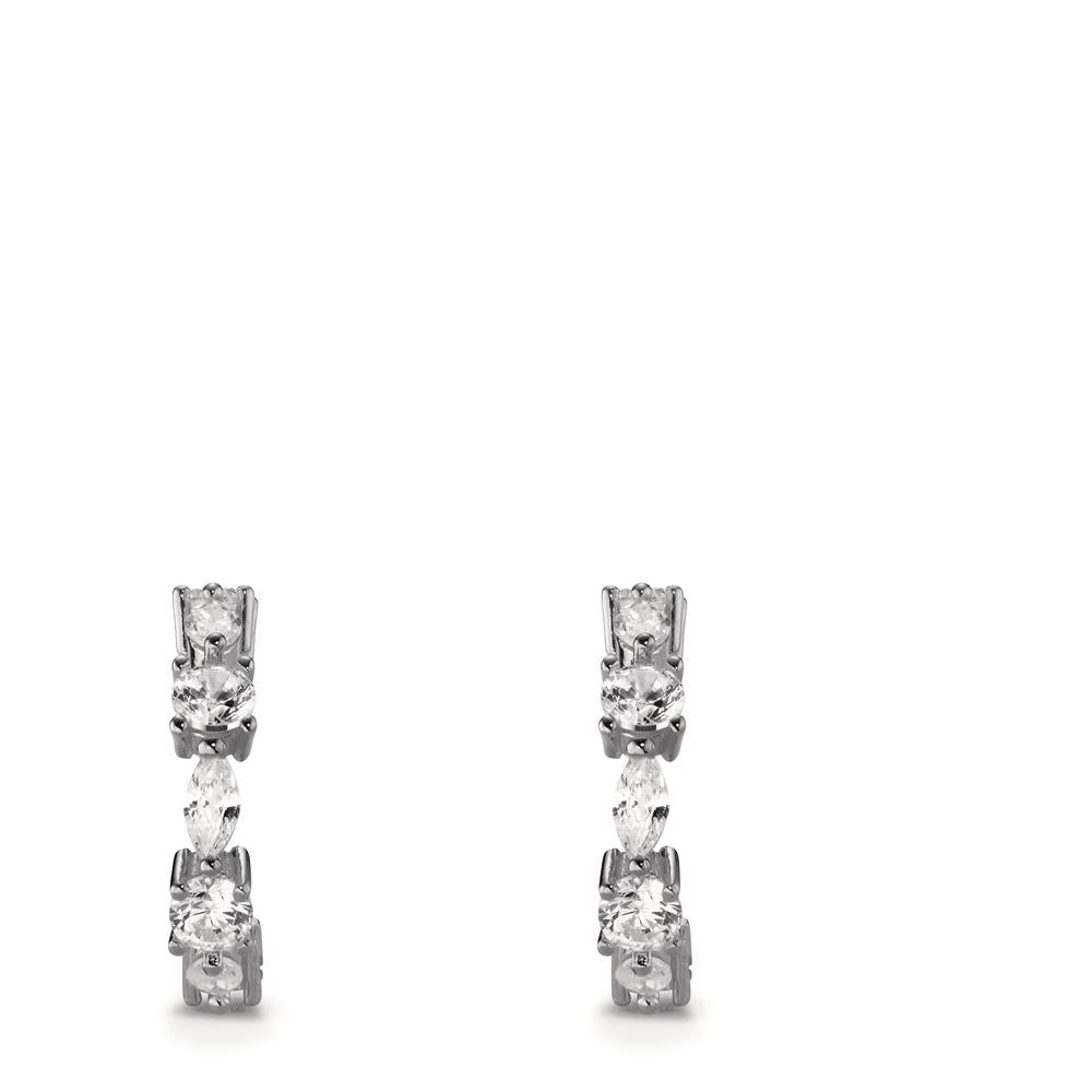 Hoop earrings Silver Zirconia 14 Stones Rhodium plated