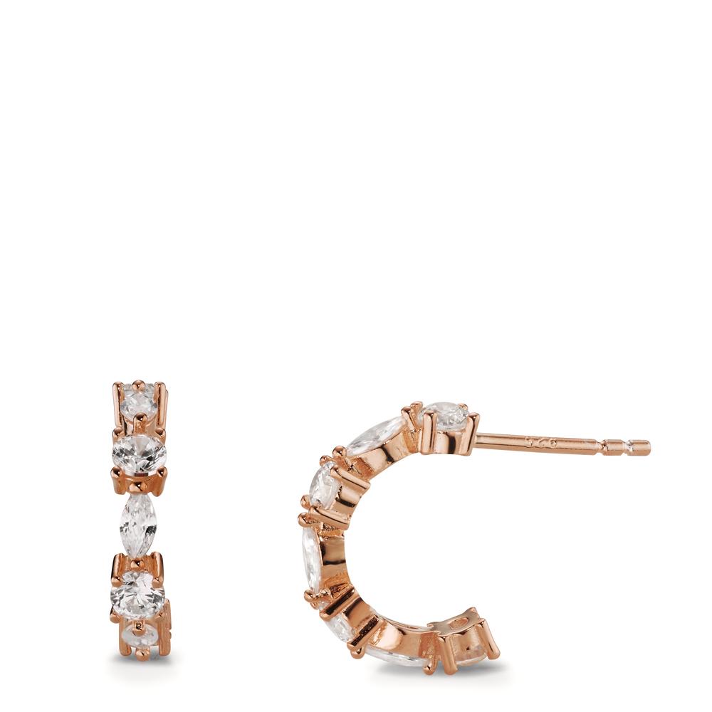 Hoop earrings Silver Zirconia 14 Stones Rose Gold plated