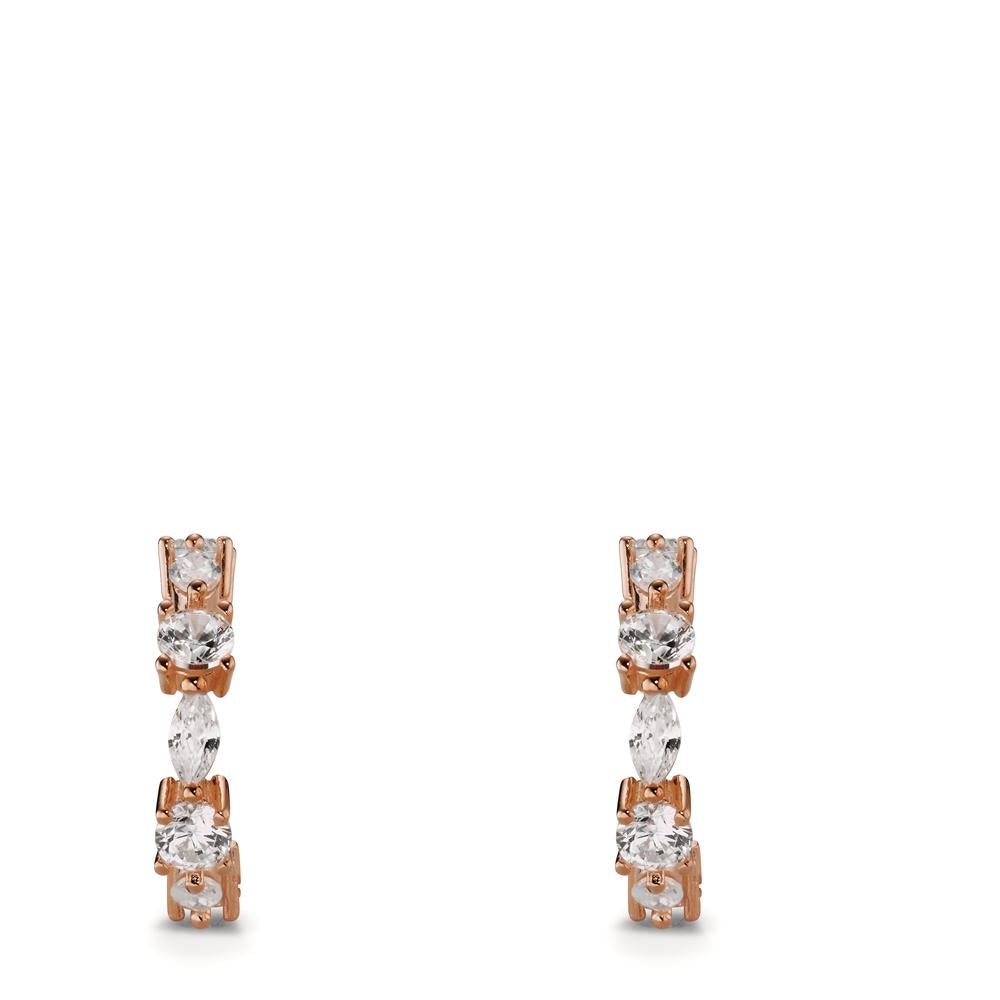 Hoop earrings Silver Zirconia 14 Stones Rose Gold plated