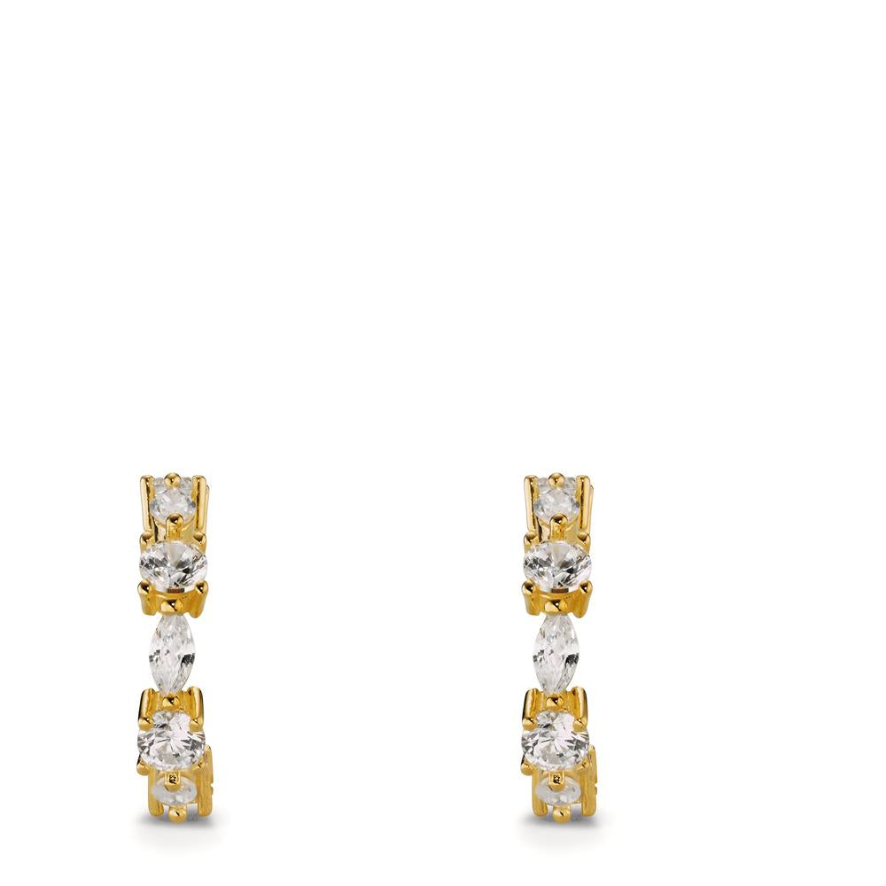 Hoop earrings Silver Zirconia 14 Stones Yellow Gold plated