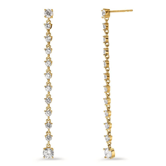 Drop Earrings Silver Zirconia 24 Stones Yellow Gold plated