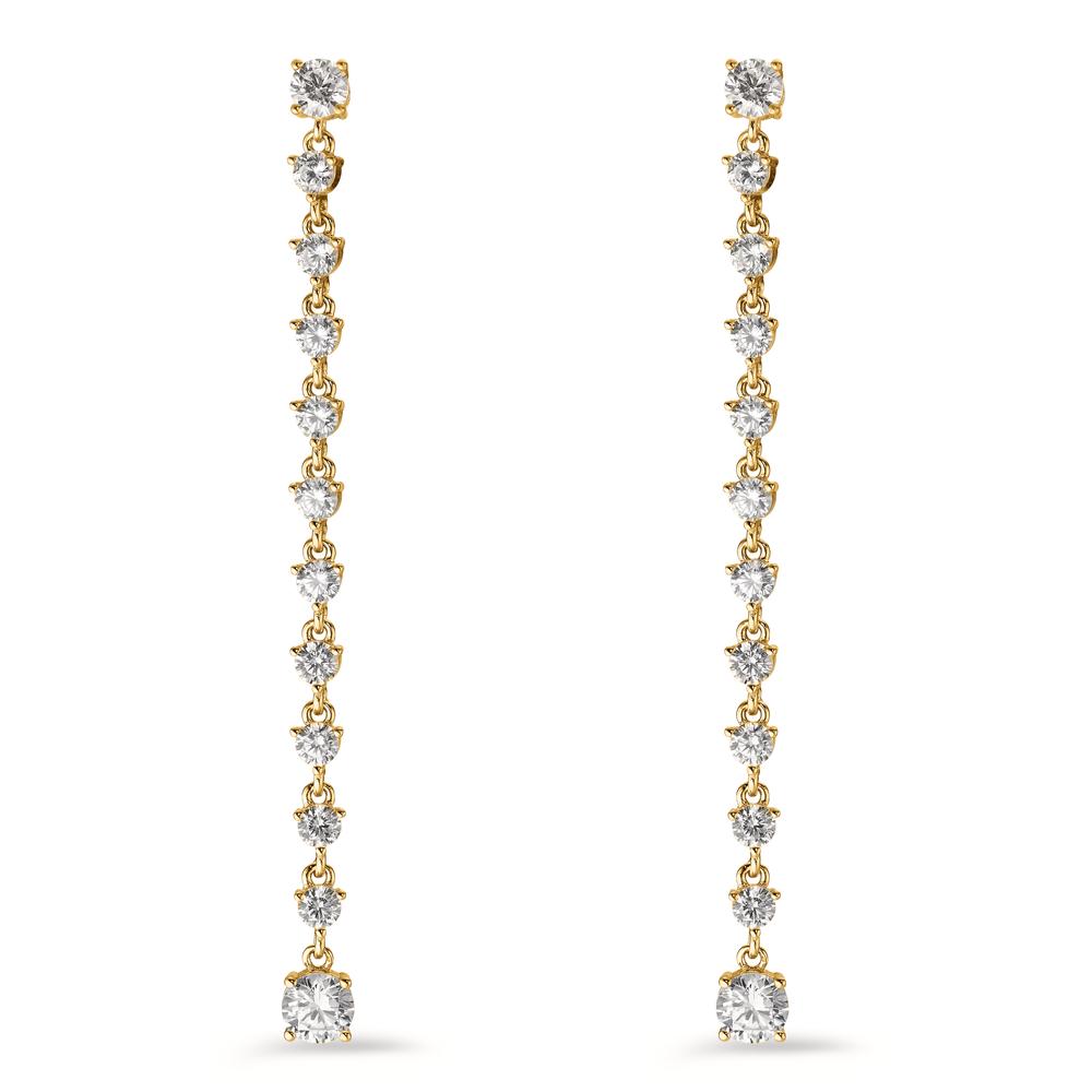 Drop Earrings Silver Zirconia 24 Stones Yellow Gold plated