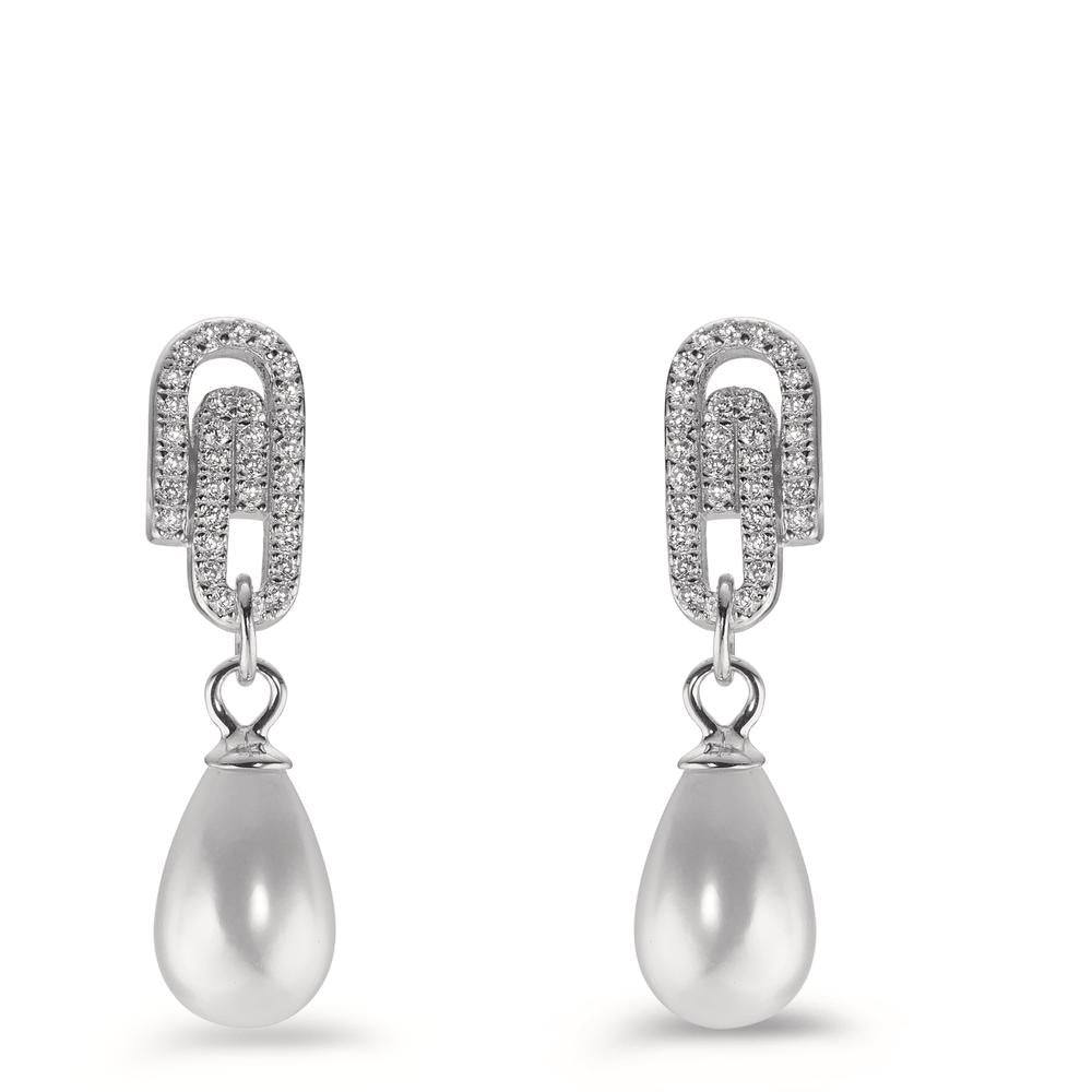 Drop Earrings Silver Zirconia Rhodium plated Shining pearls