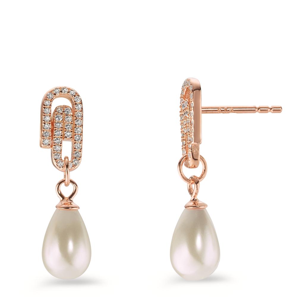 Drop Earrings Silver Zirconia Rose Gold plated Shining pearls