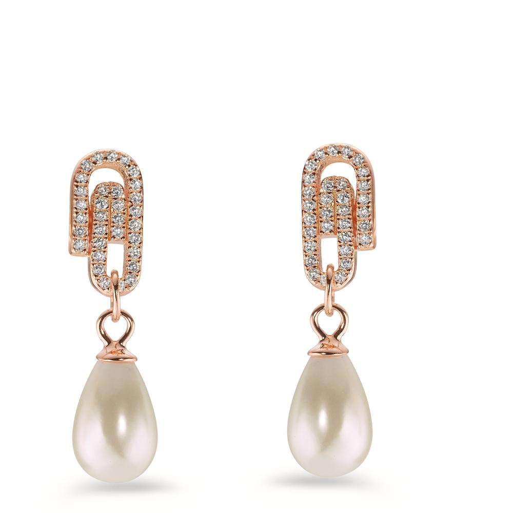 Drop Earrings Silver Zirconia Rose Gold plated Shining pearls