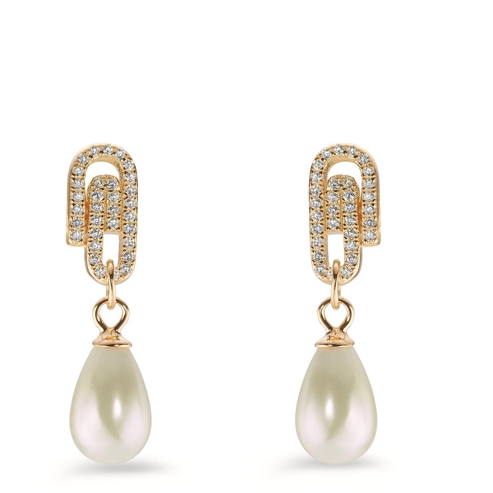 Drop Earrings Silver Zirconia Yellow Gold plated Shining pearls