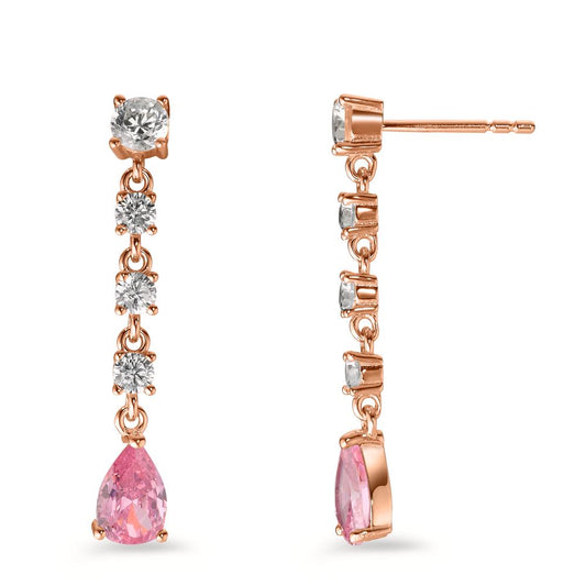 Drop Earrings Silver Zirconia Rose, 10 Stones Rose Gold plated