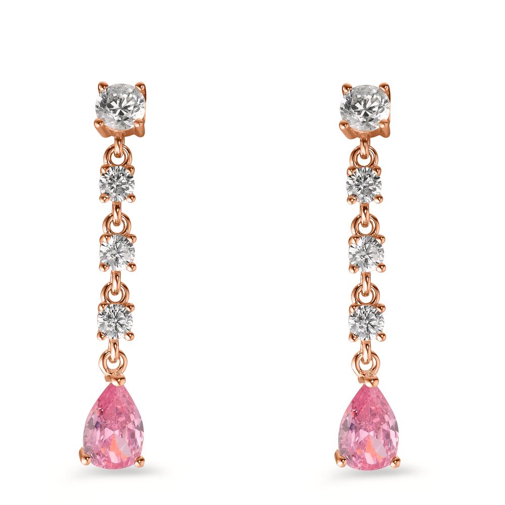 Drop Earrings Silver Zirconia Rose, 10 Stones Rose Gold plated