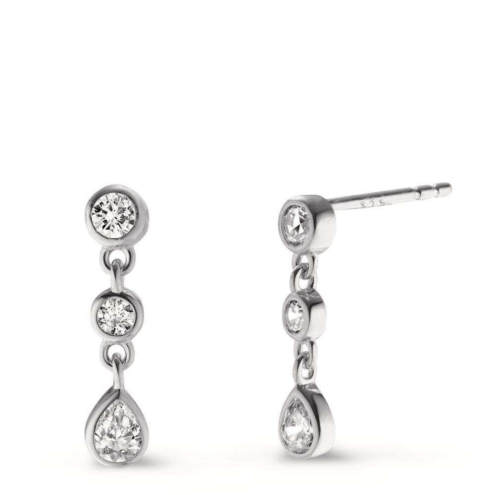 Drop Earrings Silver Zirconia 6 Stones Rhodium plated