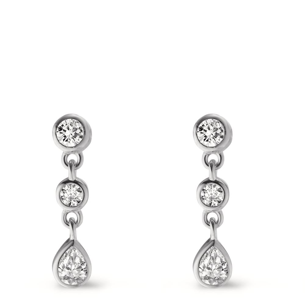 Drop Earrings Silver Zirconia 6 Stones Rhodium plated