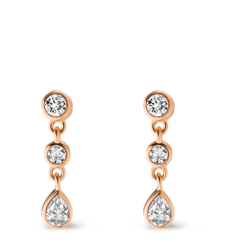 Drop Earrings Silver Zirconia 6 Stones Rose Gold plated