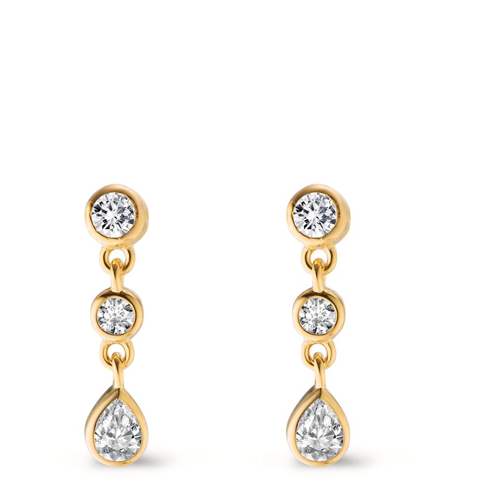 Drop Earrings Silver Zirconia 6 Stones Yellow Gold plated