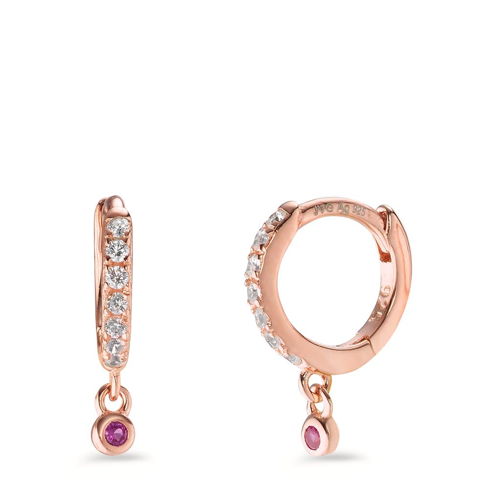 Hinged hoop Silver Zirconia Pink, 16 Stones Rose Gold plated