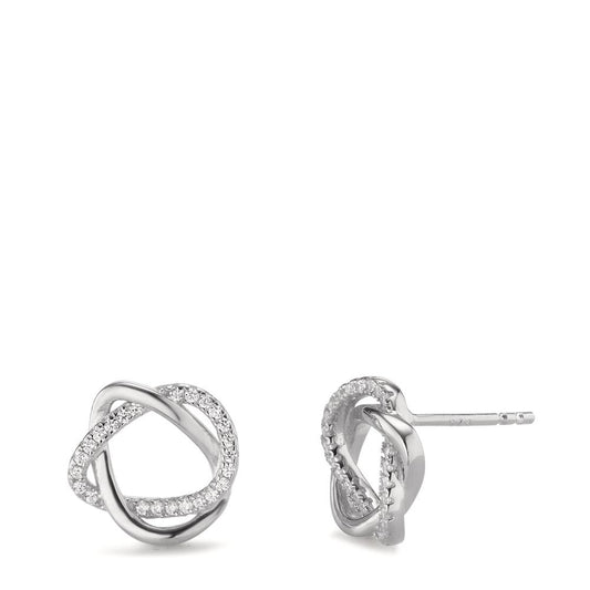 Stud earrings Silver Zirconia Rhodium plated Ø12 mm