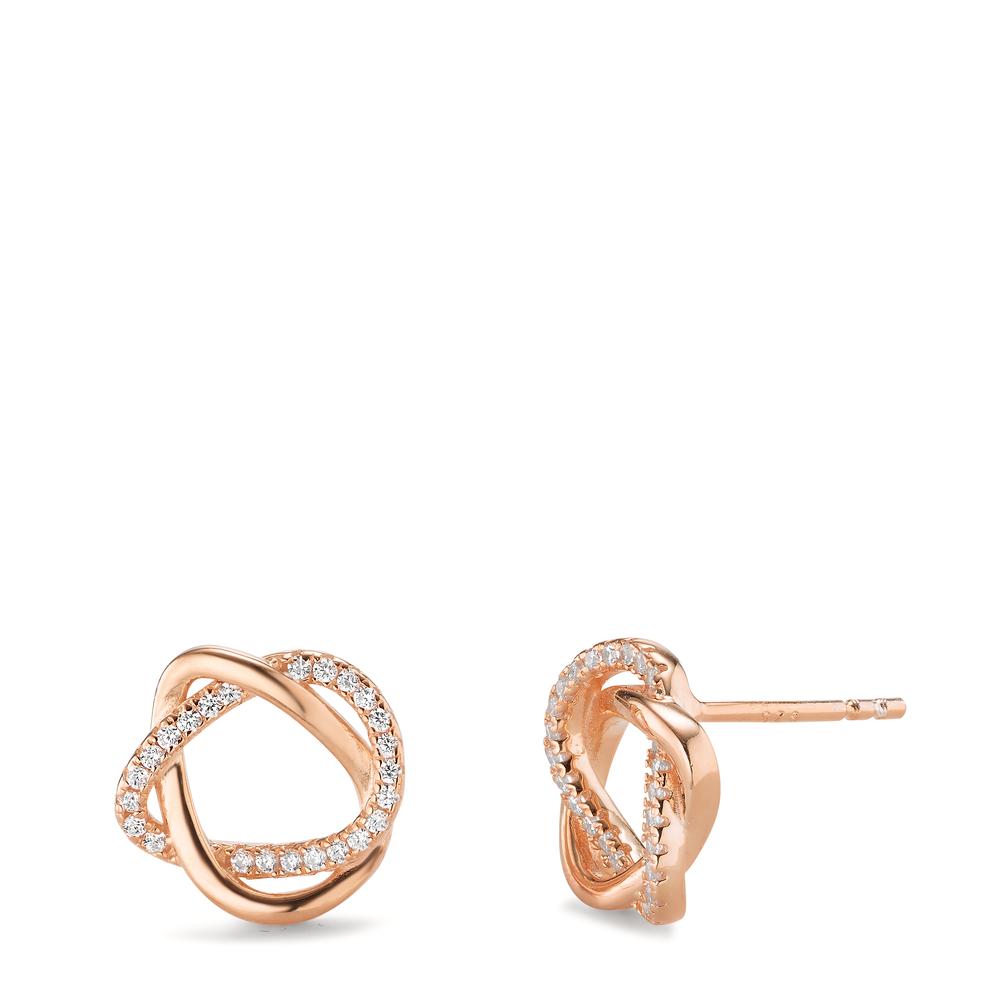 Stud earrings Silver Zirconia Rose Gold plated Ø12 mm