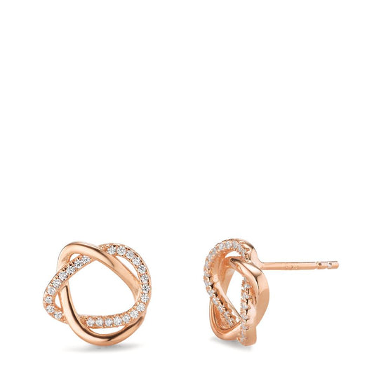 Stud earrings Silver Zirconia Rose Gold plated Ø12 mm