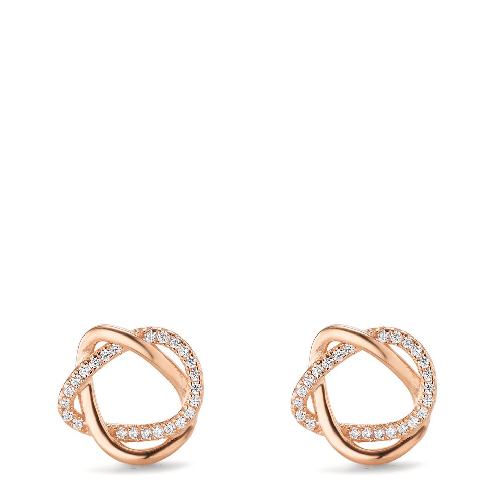 Stud earrings Silver Zirconia Rose Gold plated Ø12 mm