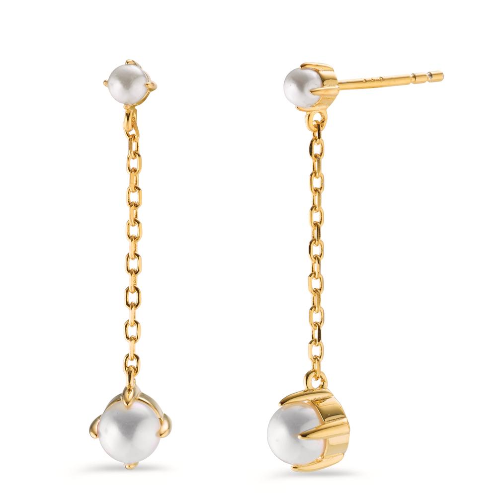 Drop Earrings Silver Yellow Gold plated Shining pearls