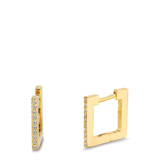 Hinged hoop Silver Zirconia 20 Stones Yellow Gold plated