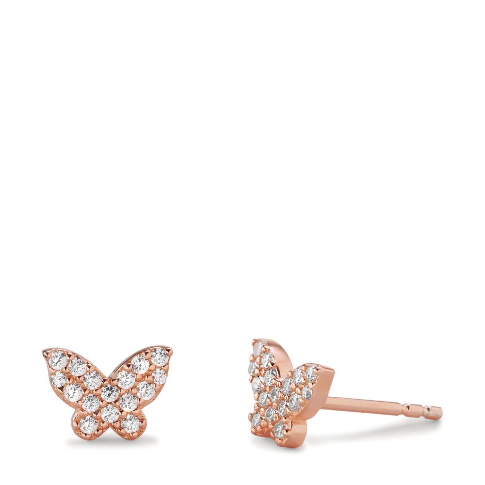 Stud earrings Silver Zirconia Rose Gold plated Butterfly