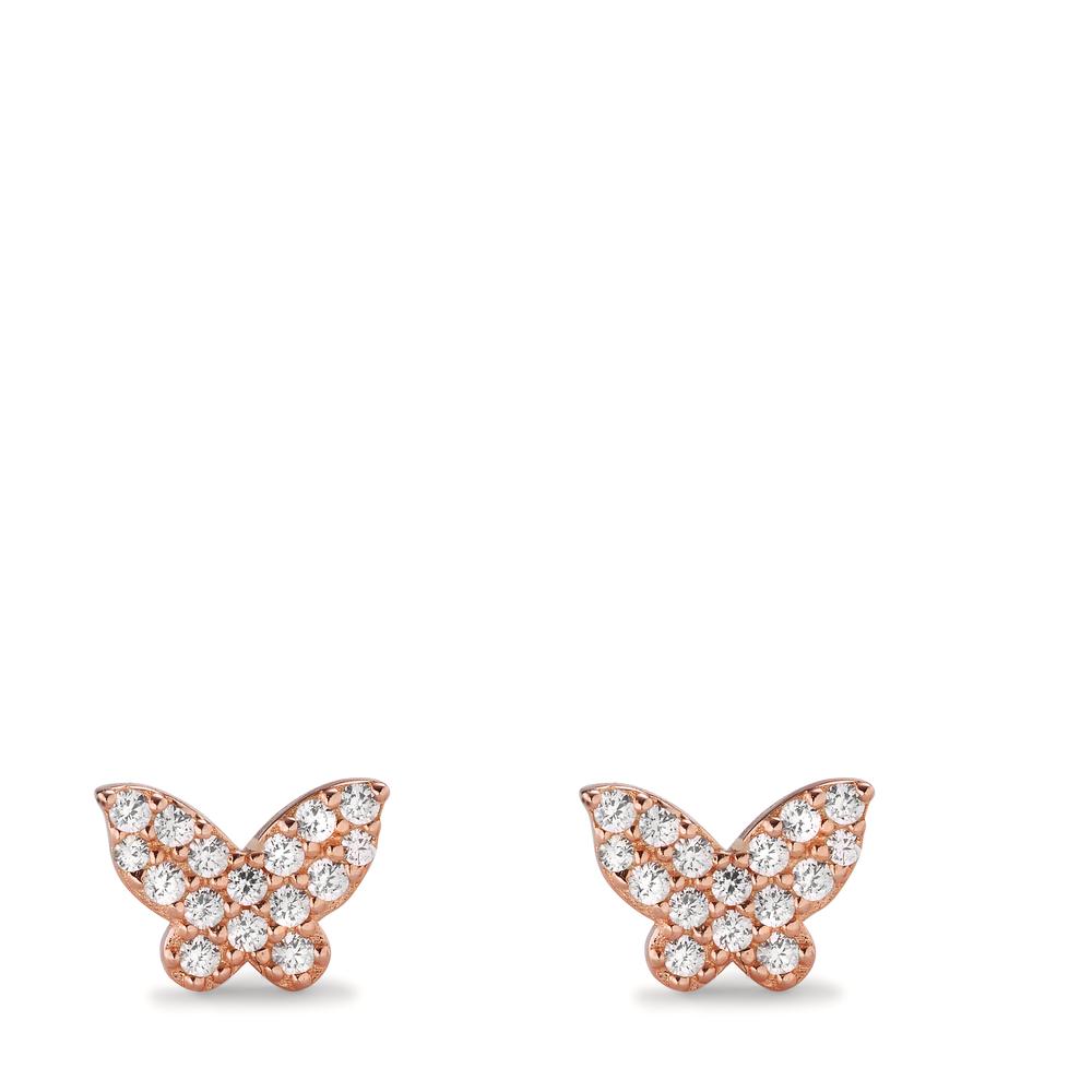 Stud earrings Silver Zirconia Rose Gold plated Butterfly