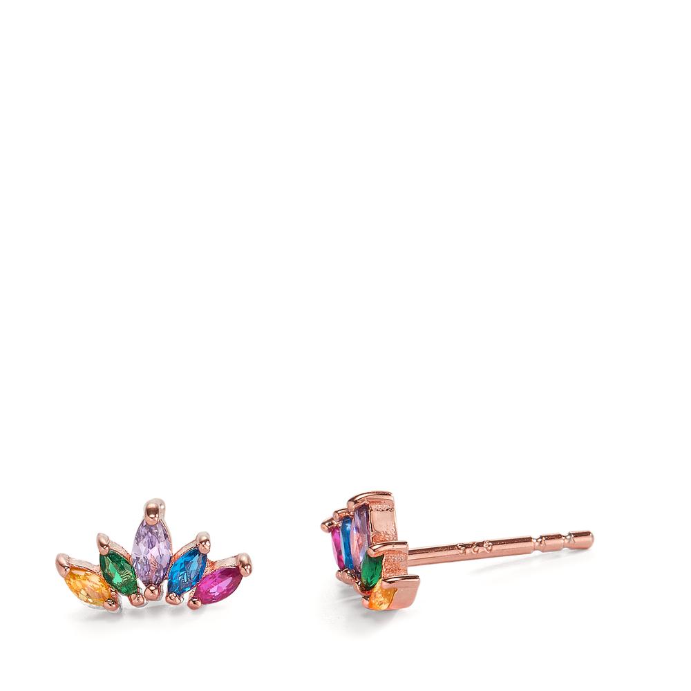 Stud earrings Silver Zirconia 10 Stones Rose Gold plated