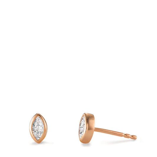 Stud earrings Silver Zirconia 2 Stones Rose Gold plated