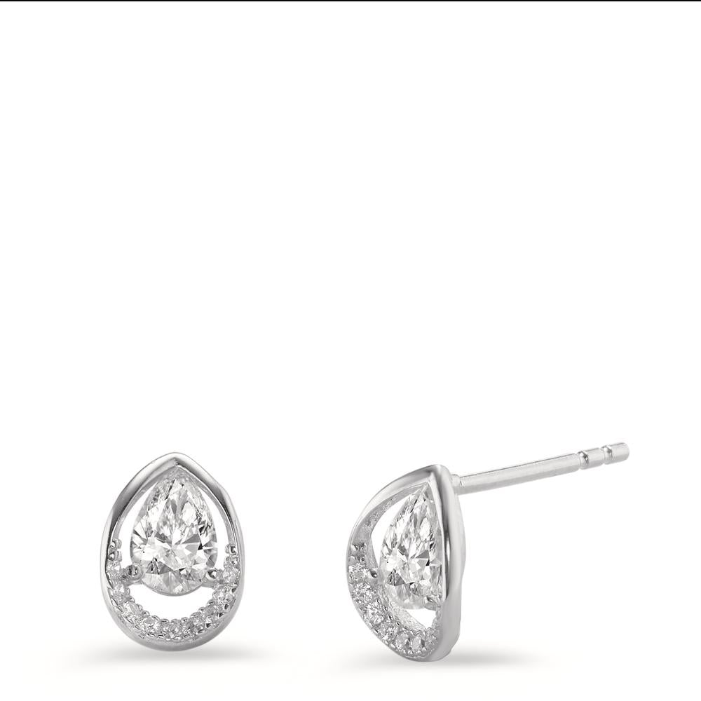 Stud earrings Silver Zirconia 20 Stones Rhodium plated