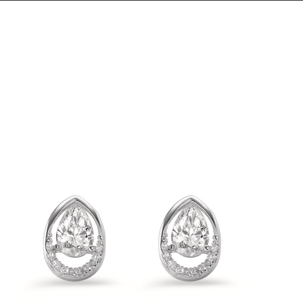 Stud earrings Silver Zirconia 20 Stones Rhodium plated