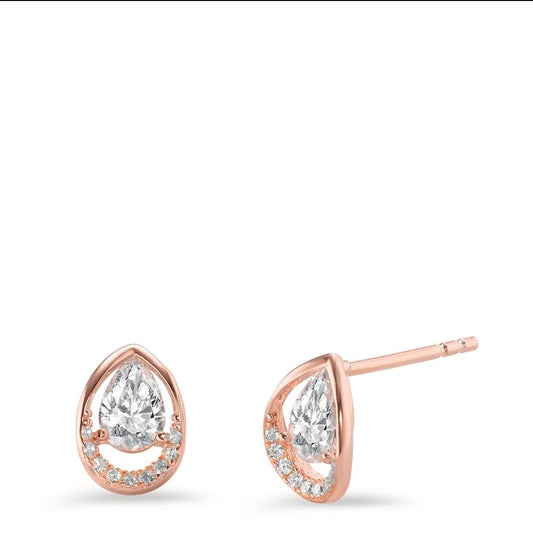 Stud earrings Silver Zirconia 20 Stones Rose Gold plated