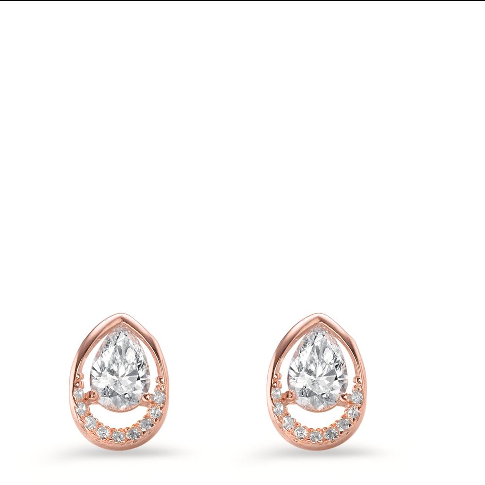 Stud earrings Silver Zirconia 20 Stones Rose Gold plated