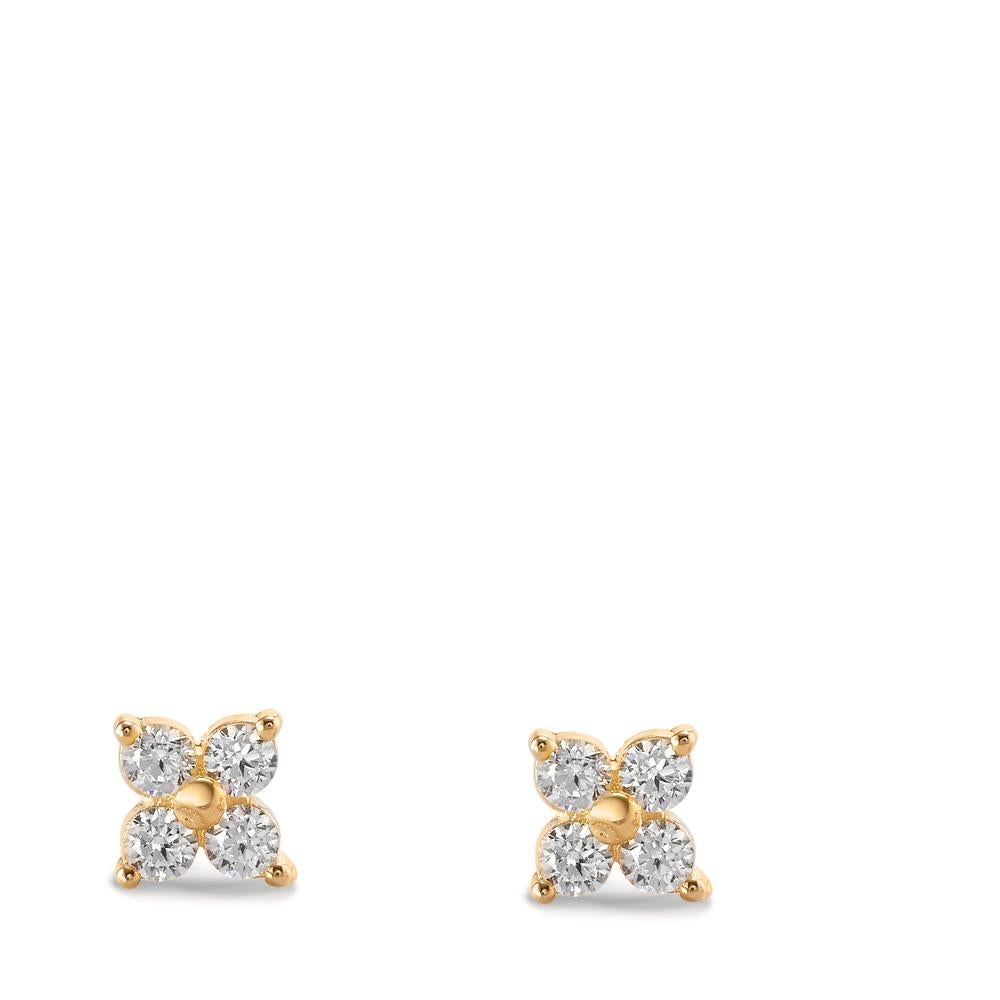 Stud earrings Silver Zirconia 8 Stones Yellow Gold plated Flower Ø4.5 mm