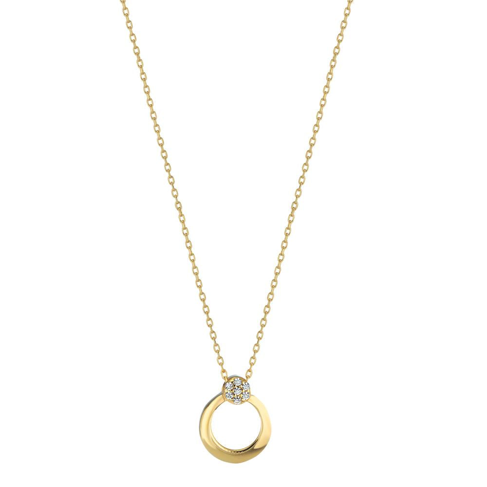 Necklace 14k Yellow Gold Zirconia 7 Stones 42-45 cm Ø9 mm