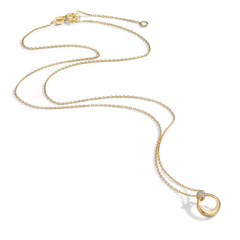 Necklace 14k Yellow Gold Zirconia 7 Stones 42-45 cm Ø9 mm